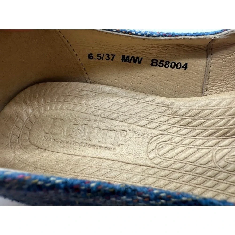 Born B58004 Blue Striped Fabric Espadrille Loafers Womens‎ 6.5 Slip On Shoes